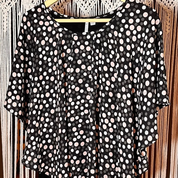 Elle Tops - Polka Dot Women's Top - Black and White